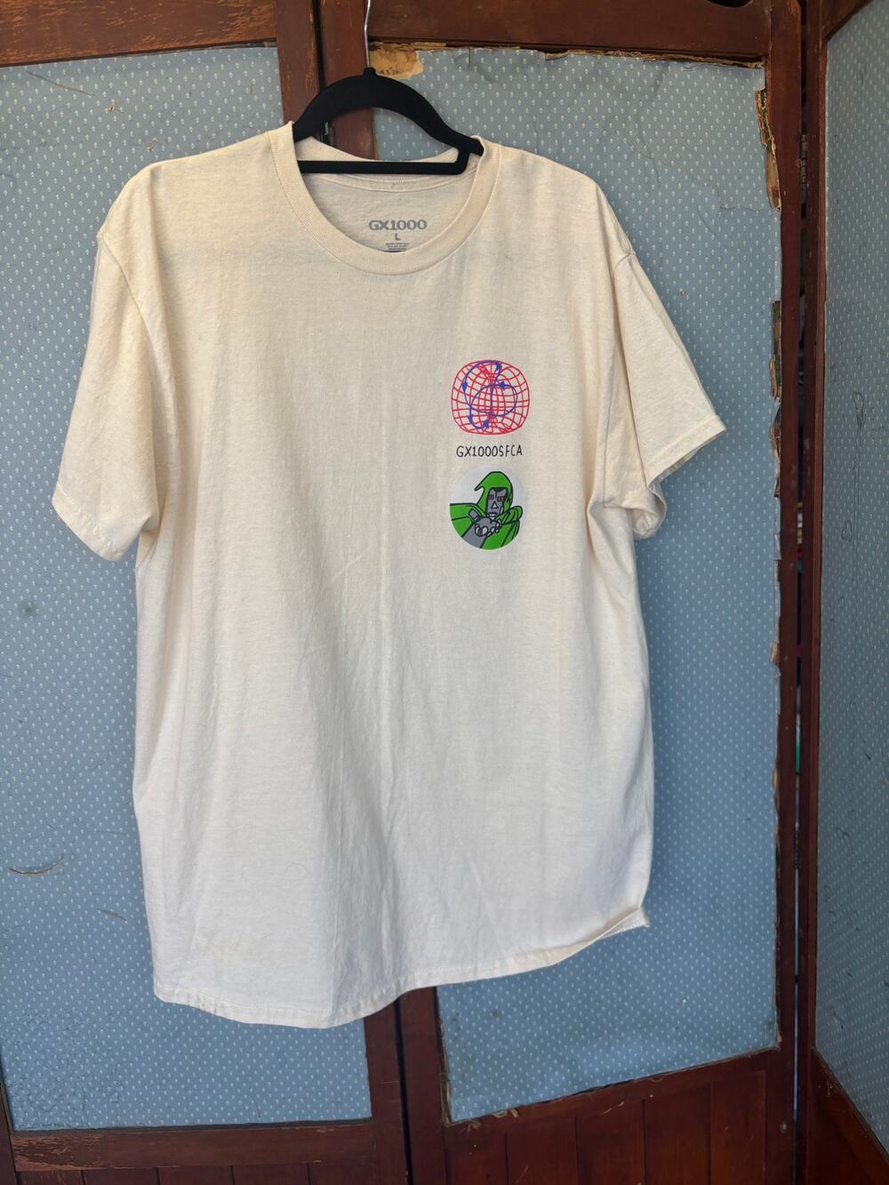 NWOT GX1000 Doom T-Shirt in natural/cream Size L Skateboard, SFCA skatewear rare
